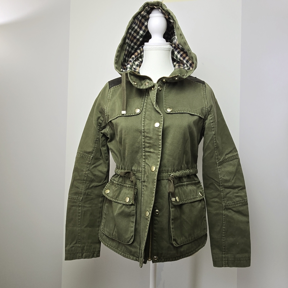Top Shop Petite Olive Green Hooded Women's Spring Jacket (PTP 18")